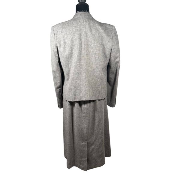Vintage 80s Evan-Picone Wool Gray Skirt Suit Set Women’s 14 USA Runs Small - Picture 2 of 14